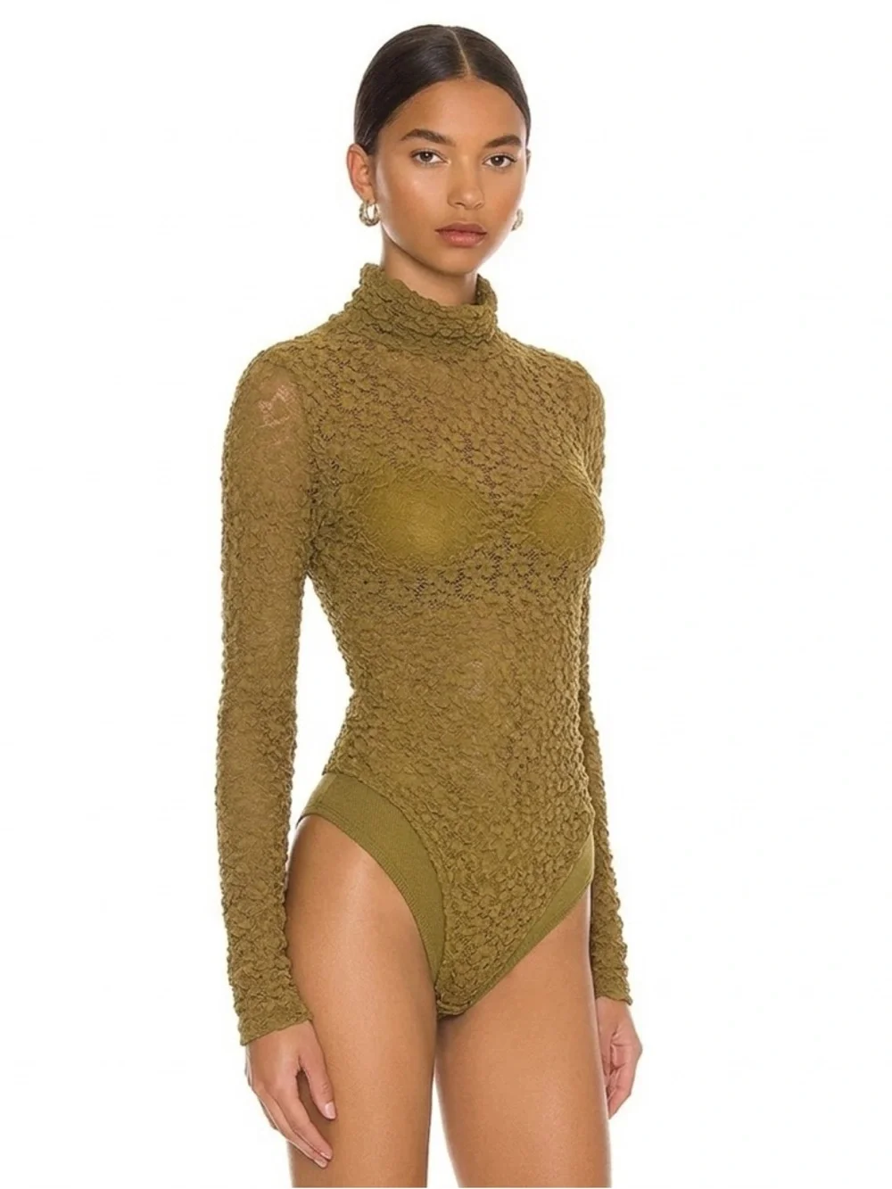Free People Day And Night Lace Bodysuit in Light Willow Size XL NWT